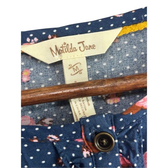 Matilda Jane Navy Floral Peplum Blouse Long‎ Sleeve Top - Picture 3 of 6